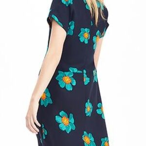 Banana Republic Navy Dress with Teal Floral Design